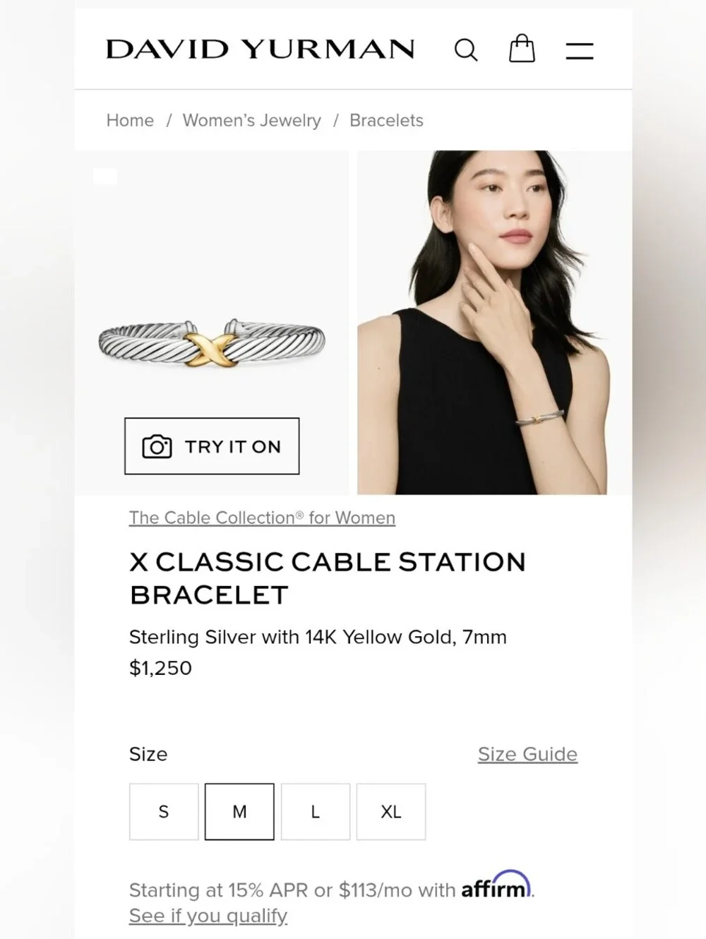 David Yurman X Classic Cable Station Bracelet 7mm